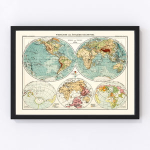 Vintage World Map 1911