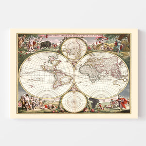 Vintage World Map 1682