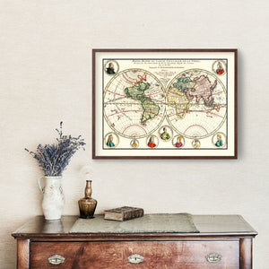 Vintage World Map 1717