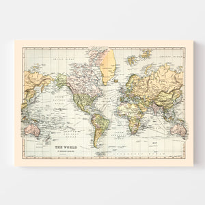 Vintage World Map 1892