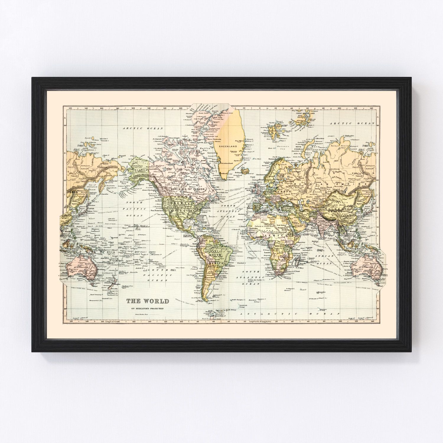 Vintage World Map 1892