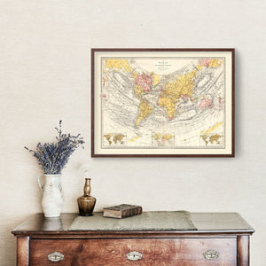 Vintage World Map (Sir John Herschel's Projection) 1871