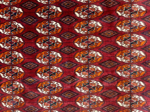 Persian Turkoman Rug 7x9, Red Tribal Carpet