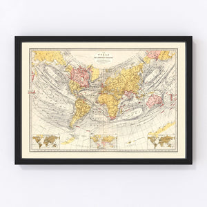 Vintage World Map (Sir John Herschel's Projection) 1871