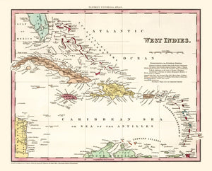 Vintage Map of West Indies 1834