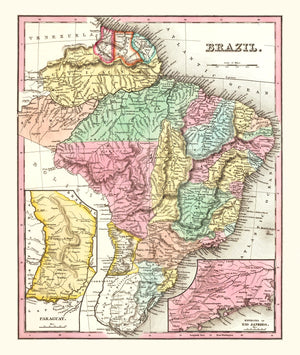 Vintage Map of Brazil 1842