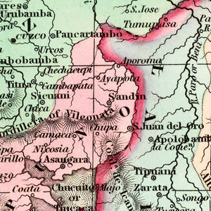 Vintage Map of Peru & Bolivia 1842