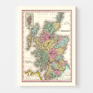 Vintage Map of Scotland 1842