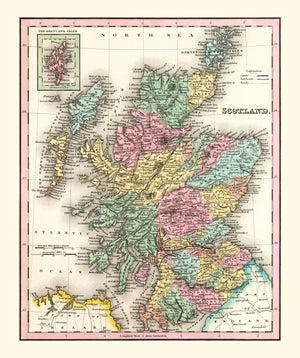 Vintage Map of Scotland 1842