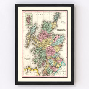 Vintage Map of Scotland 1842