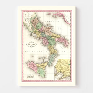Vintage Map of Italy 1836