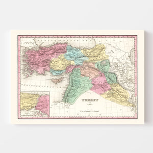 Vintage Map of Turkey (in Asia) 1836