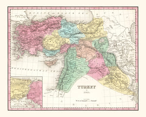 Vintage Map of Turkey (in Asia) 1836