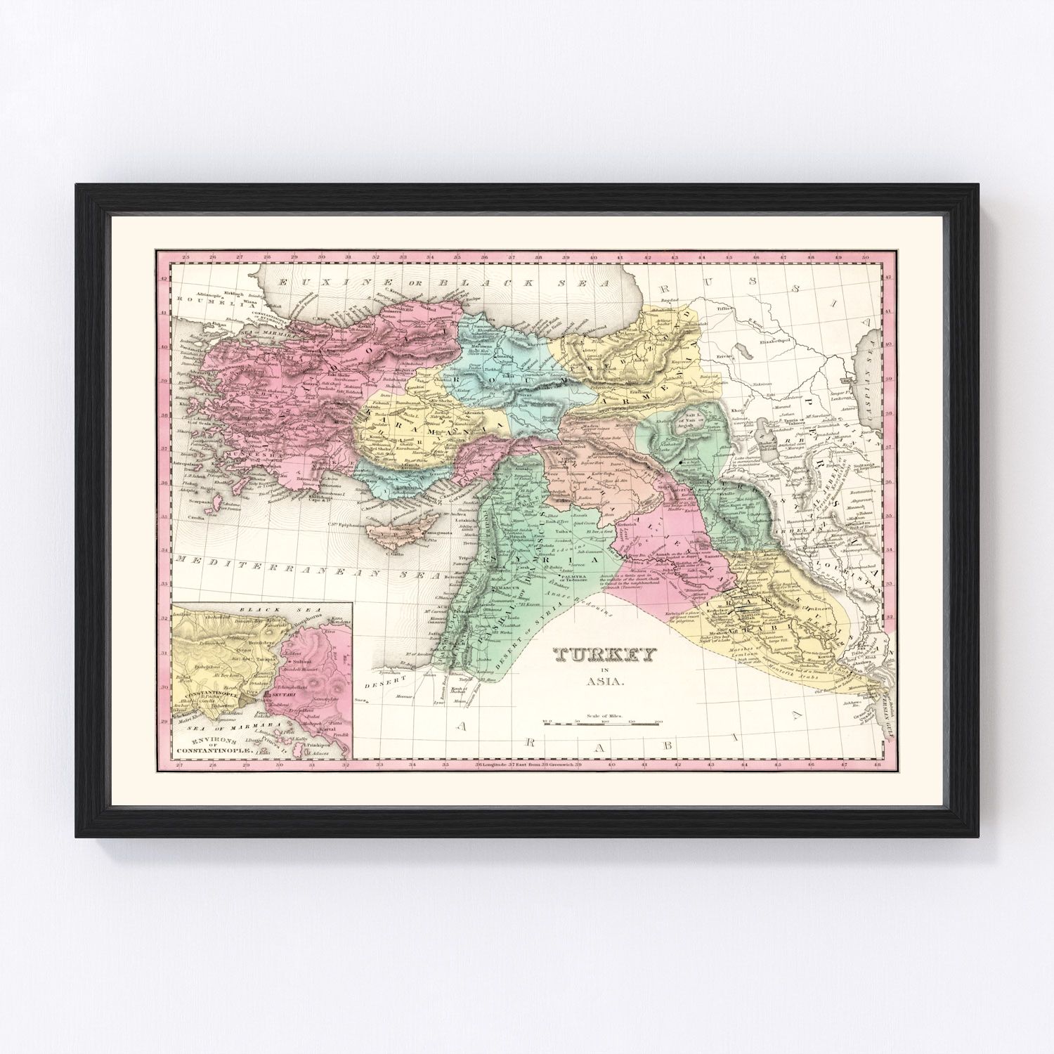 Vintage Map of Turkey (in Asia) 1836
