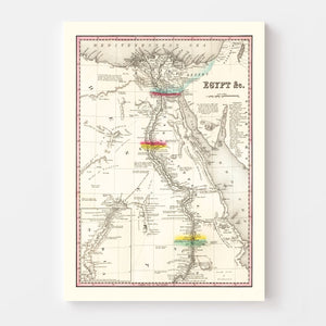 Vintage Map of Egypt 1836