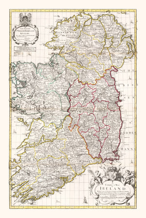 Vintage Map of Ireland 1714