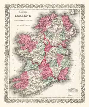 Vintage Map of Ireland 1865