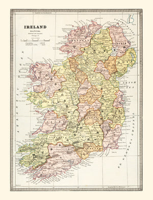Vintage Map of Ireland 1883