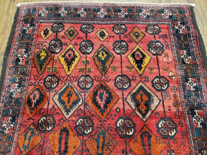 4 x 8 Handmade Baluch Afghan Turkoman Tribal Wool Rug Organic Dyes 8x4 Carpet