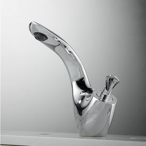 Leaf Silhouette Bathroom Sink Faucet: Modern Single-Handle Design with Essential Accessories & Deck Plate