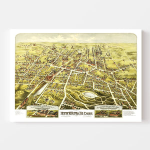 Vintage Map of New Britain, Connecticut 1875