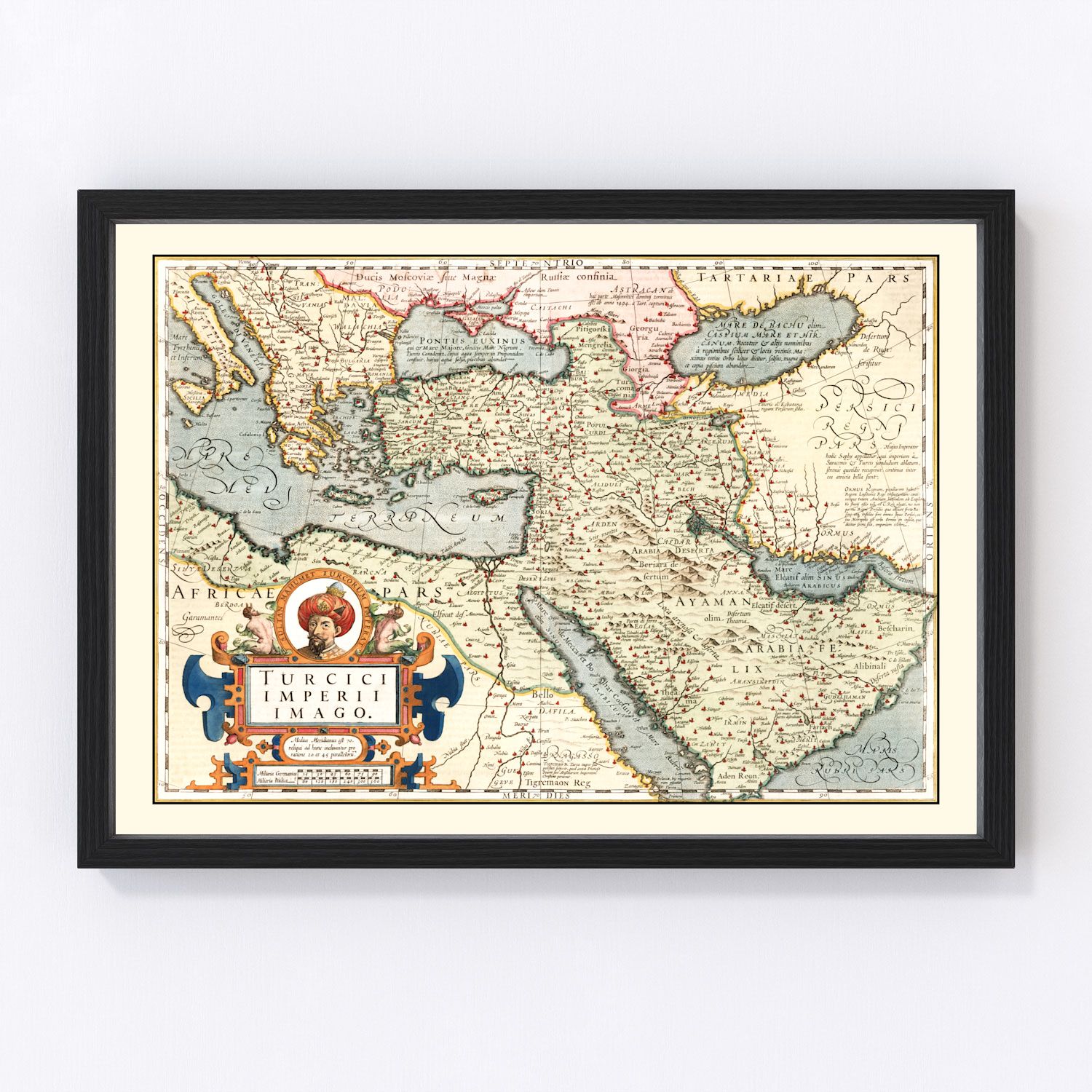 Vintage Map of Turkey, Saudi Arabia, Iraq & Syria 1623