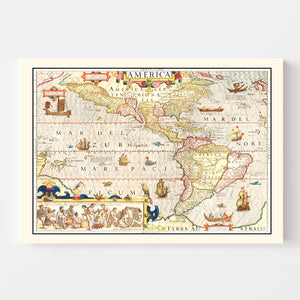 Vintage Map of America 1623