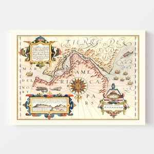 Vintage Map of Chile And Argentina 1623