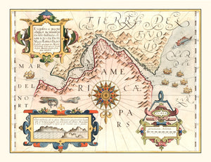 Vintage Map of Chile And Argentina 1623