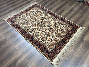 Karastan Rug 4.3 x 6, Karastan Ivory Sarouk #760 Wool Carpet, Vintage Original Collection 700 Series Discontinued, Floral Oriental Rug, Nice