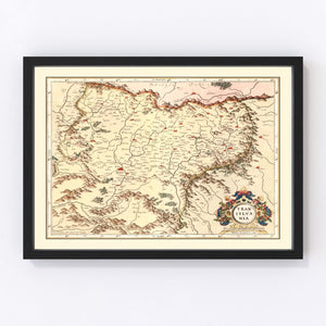Vintage Map of Transylvania (Romania) 1623