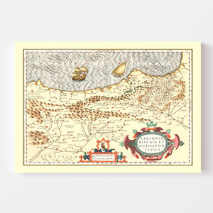 Vintage Map of Basque Regions of Spain, 1623