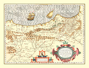 Vintage Map of Basque Regions of Spain, 1623