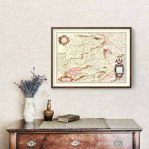 Vintage Map of Castille Spain, 1623