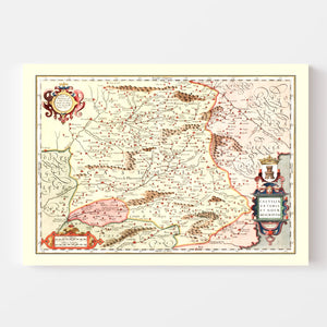 Vintage Map of Castille Spain, 1623