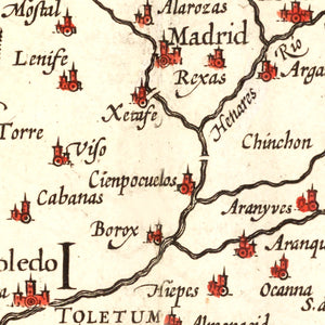 Vintage Map of Castille Spain, 1623