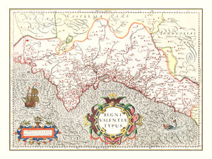 Vintage Map of Valencia, Spain 1623