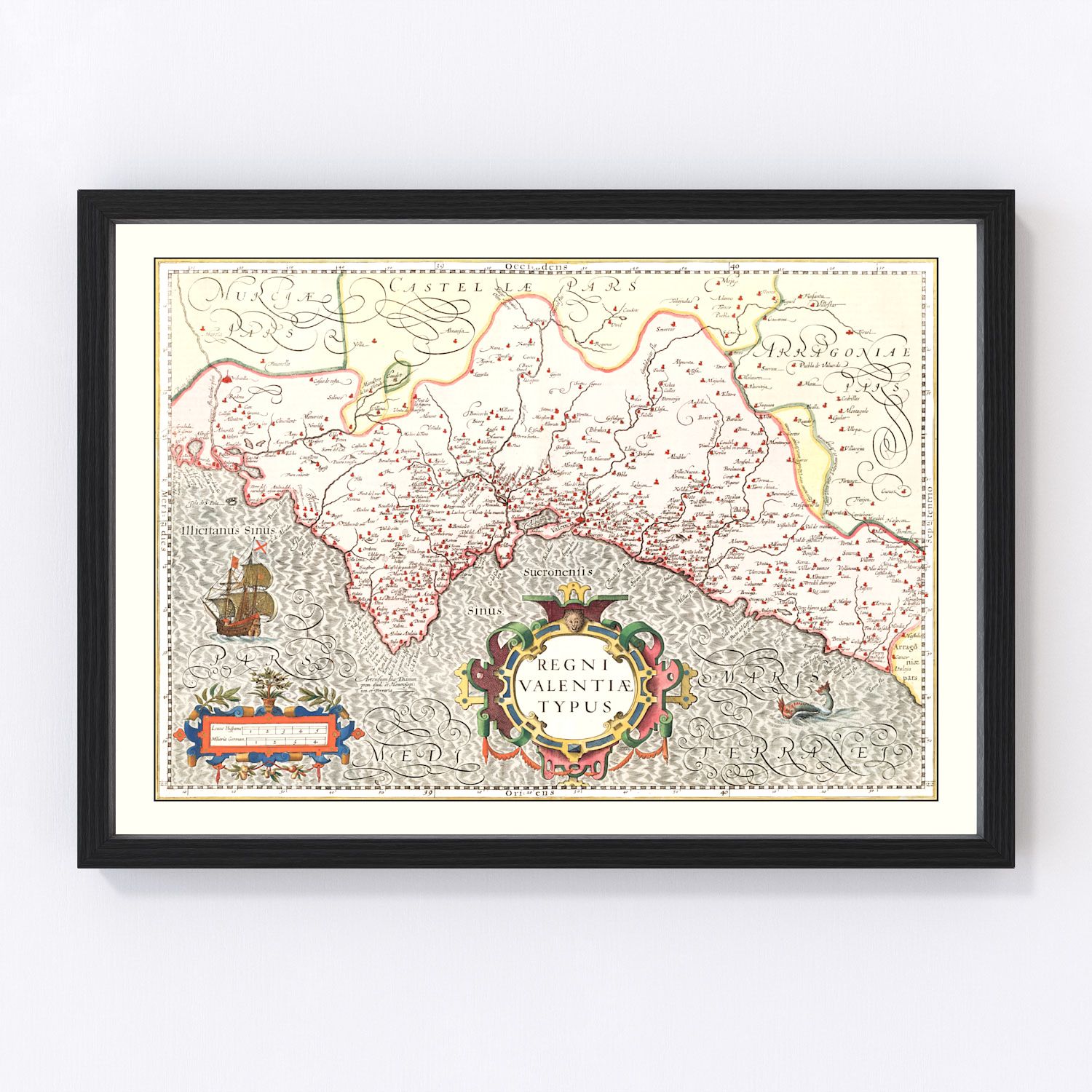 Vintage Map of Valencia, Spain 1623