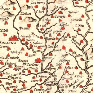 Vintage Map of Catalonia Spain , 1623