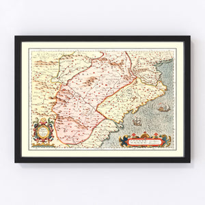 Vintage Map of Aragon & Catalonia Spain, 1623