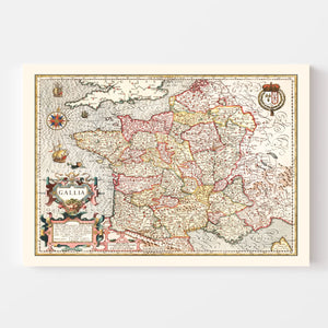 Vintage Map of Gaul France, 1623