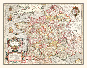 Vintage Map of Gaul France, 1623