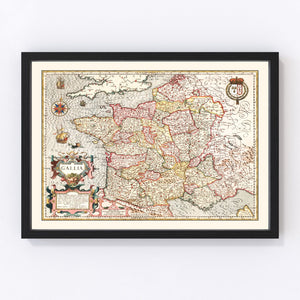 Vintage Map of Gaul France, 1623