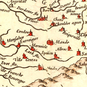 Vintage Map of Aquitaine France, 1623