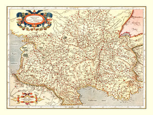 Vintage Map of Aquitaine France, 1623
