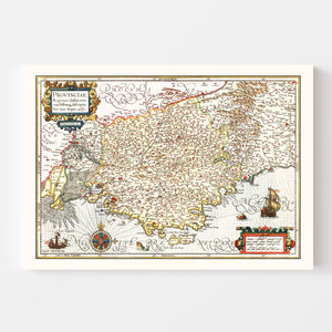 Vintage Map of Gaul Region of France, 1623