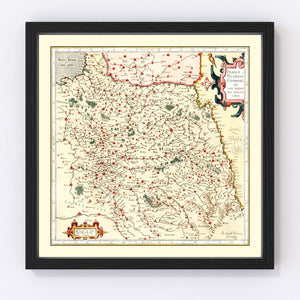 Vintage Map of Champagne France, 1623