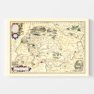 Vintage Map of Isle of France, 1623