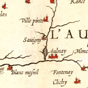 Vintage Map of Isle of France, 1623