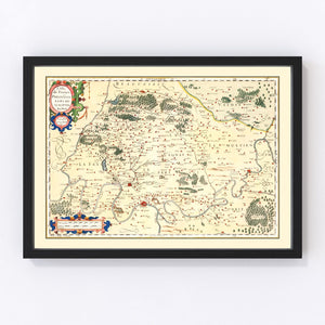 Vintage Map of Isle of France, 1623